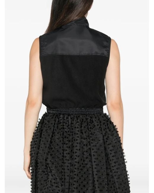 CECILIE BAHNSEN Black Windflower-Embroidered Fleece Vest