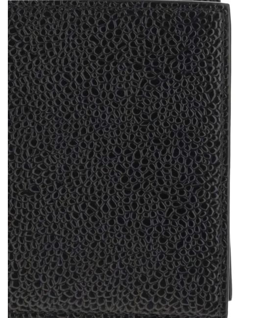 Thom Browne Black Leather Fold Wallet