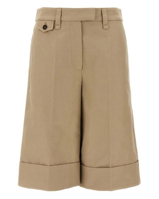 Brunello Cucinelli Natural Turn-Up Tailored Shorts