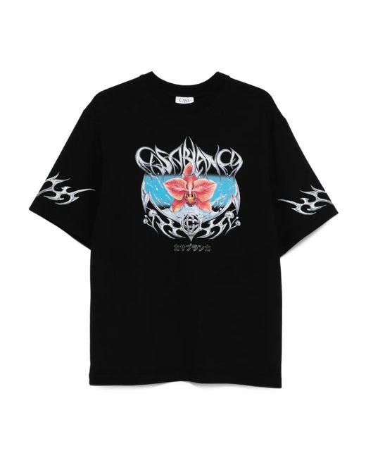 Casablanca Black Oversized T-Shirt With Blades Graphics for men