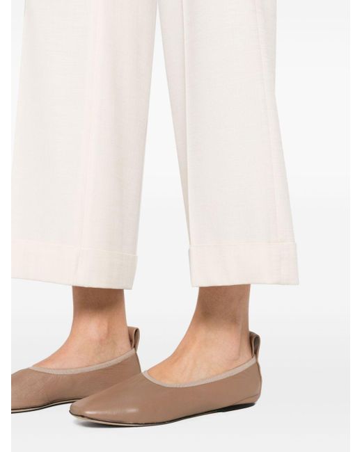 Peserico White High-waist Wide-leg Trousers