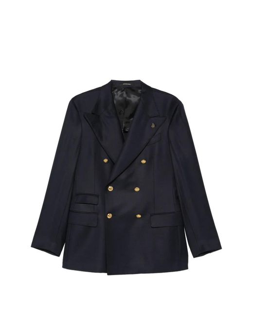 Gabriele Pasini Blue Double-Breasted Wool Blazer for men