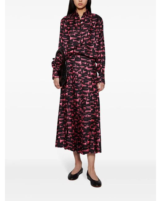 Ace Harper Purple The Leslie Abstract-Print Midi Skirt