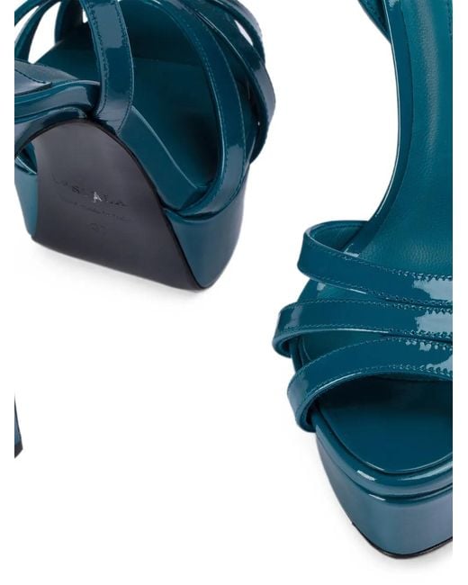 Le Silla Blue Lola Patent Leather Sandals