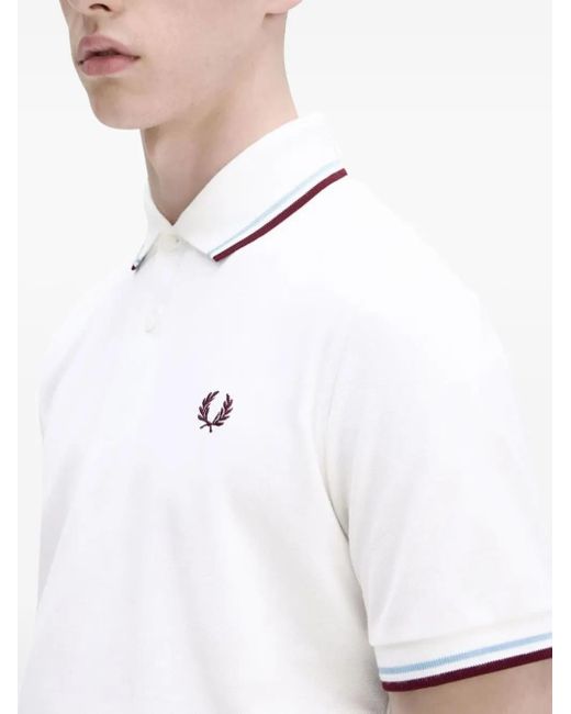 Fred Perry White Tipped-Collar Polo Shirt for men