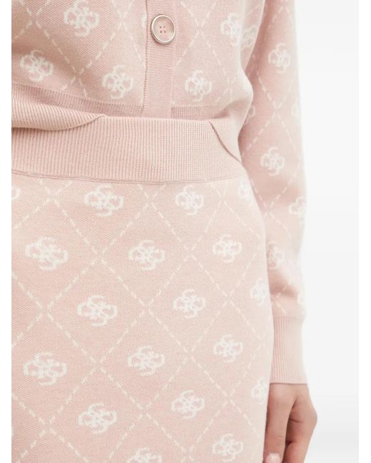 Guess Natural Monogram-Print Knit Mini Skirt
