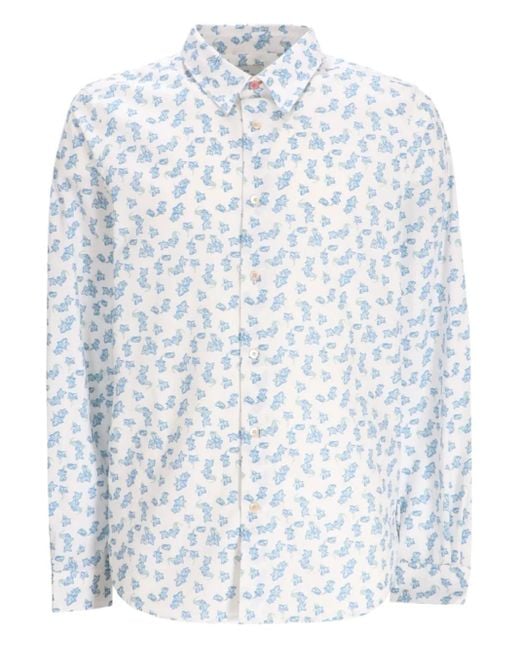 Paul Smith White Floral-Print Shirt for men