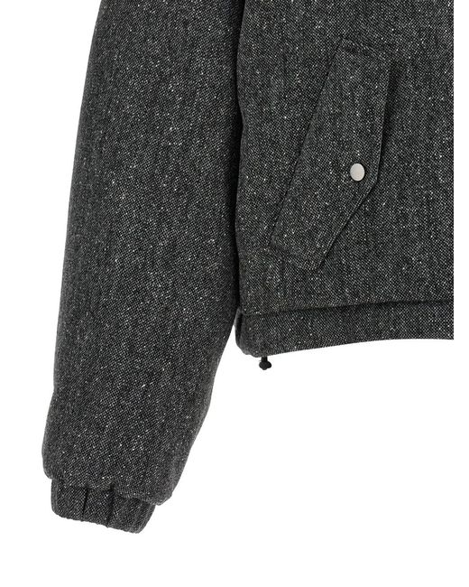 Brunello Cucinelli Black Hooded Tweed Padded Jacket