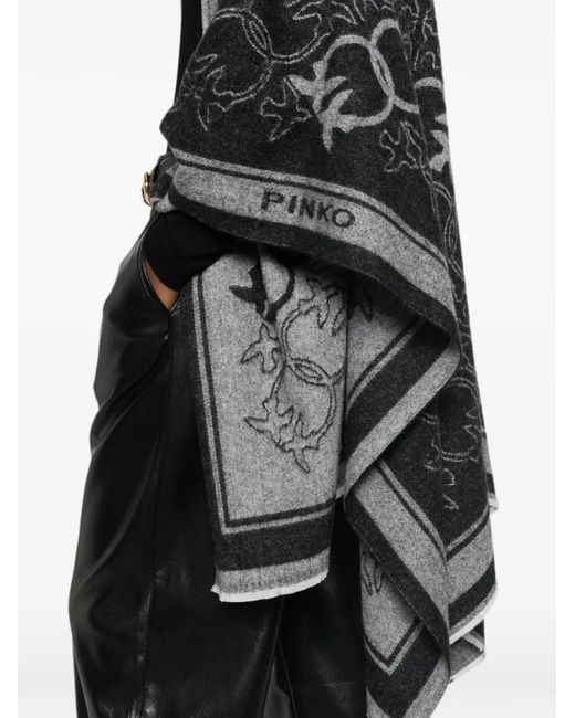 Pinko Black Croazia Monogram-Pattern Cape