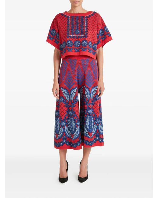 Temperley London Red Grid-Pattern T-Shirt