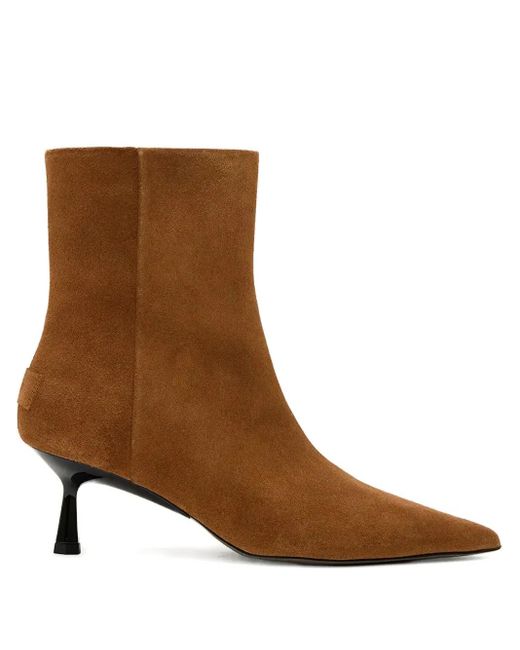 AllSaints Brown Spitze Vivian Stiefel mit Reißverschluss 62mm