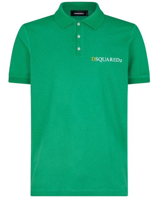 DSquared² Green Logo-print Cotton Polo Shirt for men