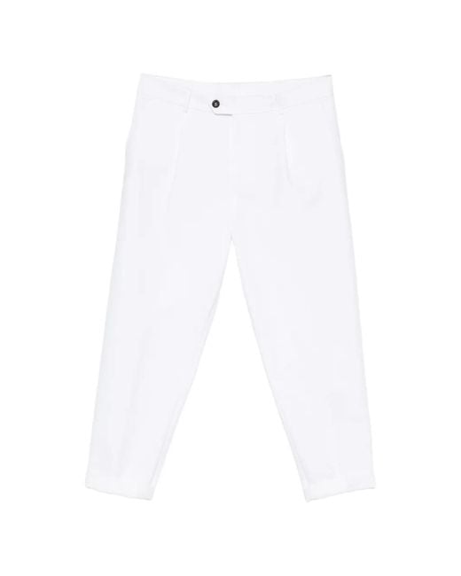 Eleventy White Pleated-Front Tailored Trousers for men