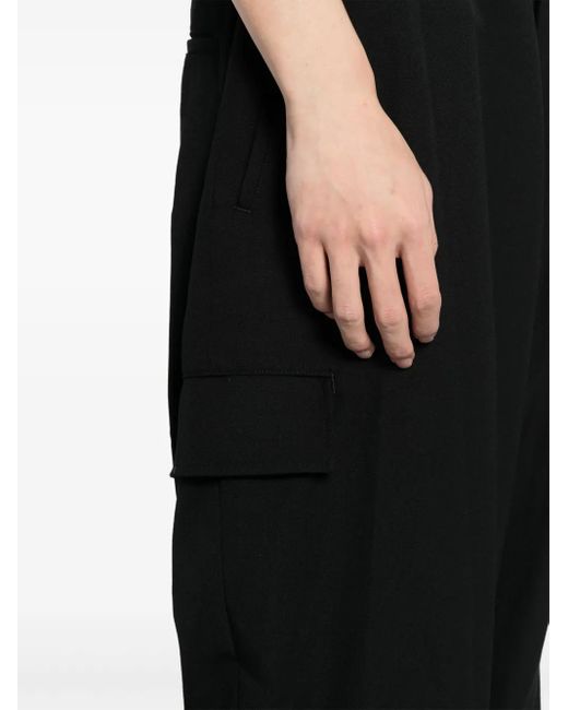 Yohji Yamamoto Black Wool Wide-Leg Trousers for men