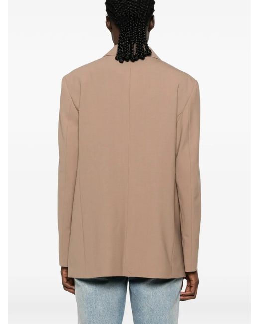 Closed Natural Single-Breasted Notched-Lapels Blazer