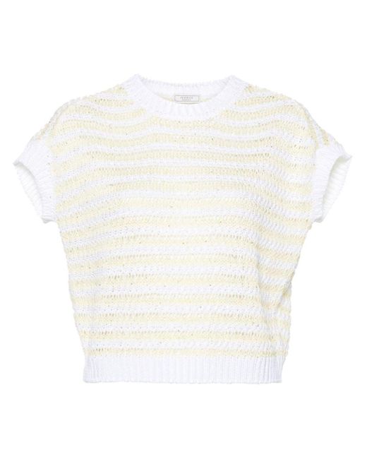 Peserico White Striped Sweater