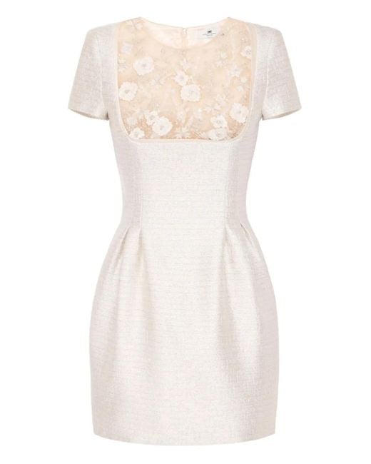 Elisabetta Franchi Natural Minikleid Mit Blumenperlen