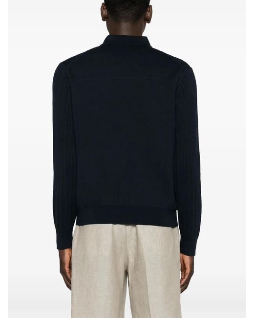 Brioni Blue Spread-Collar Buttoned Cardigan for men