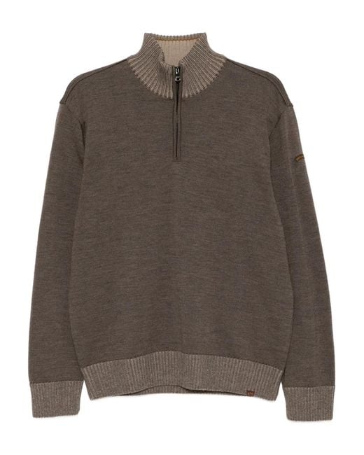 Paul & Shark Brown Wool Half-Zip Jumper for men