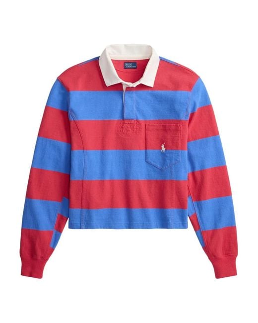 Polo Ralph Lauren Red Striped Chest-Pocket Rugby Shirt