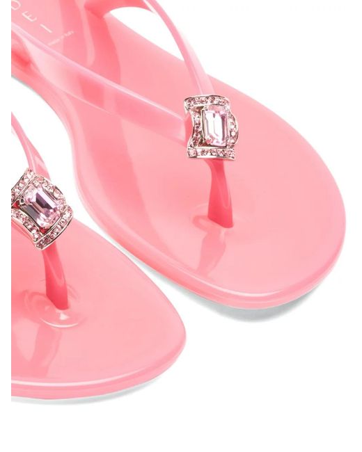 Casadei Pink Crystal-Embellished Flip-Flops