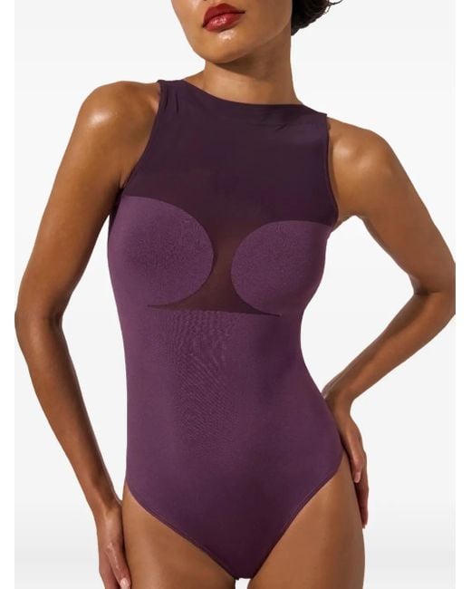 Wolford メッシュインサート ボディスーツ Purple