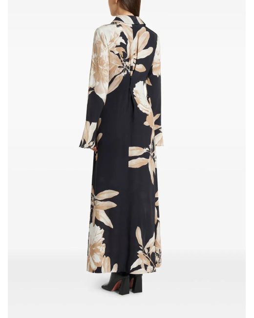 Hemant & Nandita Black Floral-Print Midi Dress
