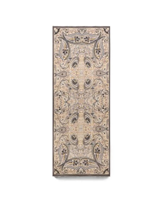 Etro Natural Paisley-Print Fringed Scarf