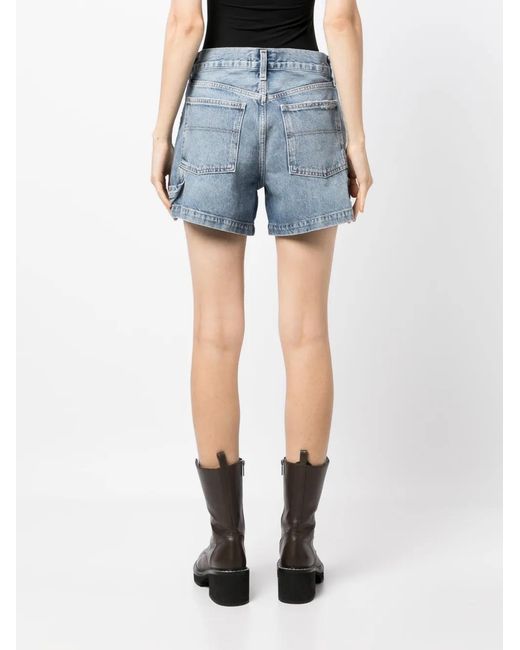 Agolde Blue Magda Denim Short Shorts
