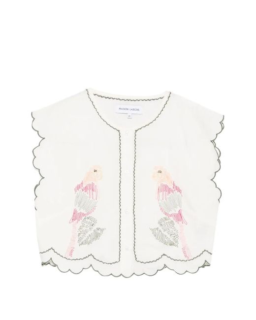 Maison Labiche White Embroidery Scalloped Top