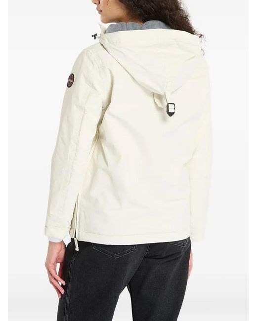 Napapijri White Logo-Patch Hooded Jacket
