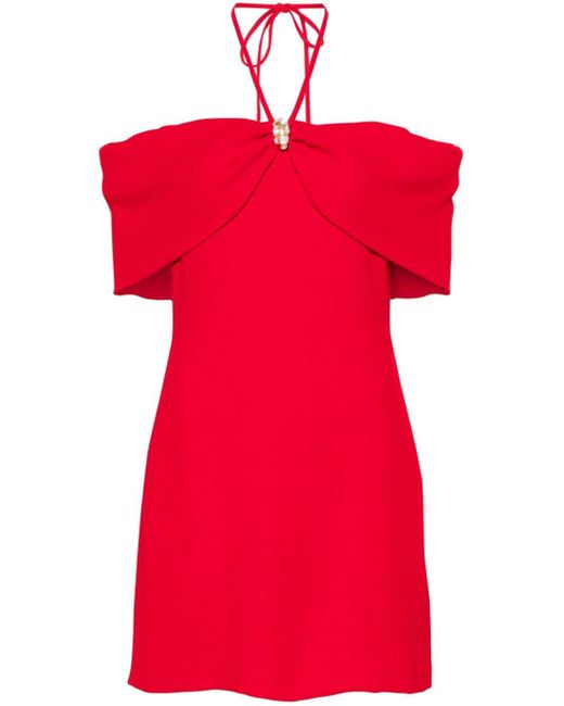 Blumarine Red Off-shoulder Crepe Mini Dress