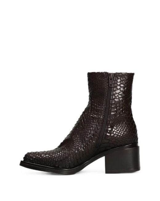 Elena Iachi Black Snakeskin-Effect Ankle Boots