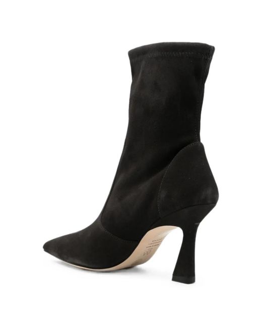 Stuart Weitzman Black Vinnie Pointed-Toe Ankle Boots