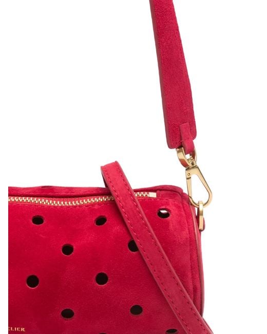 MANU Atelier Red Mini Cylinder Perforated Shoulder Bag