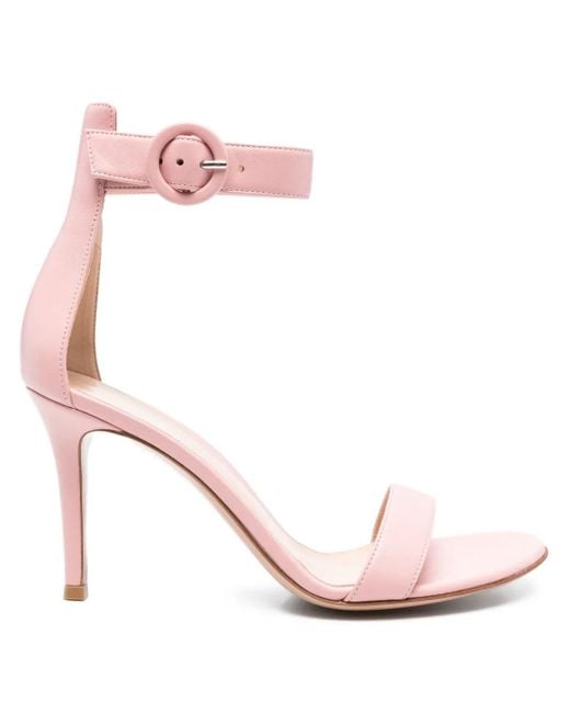 Gianvito Rossi Pink 90Mm Portofino Ankle-Strap Leather Sandals