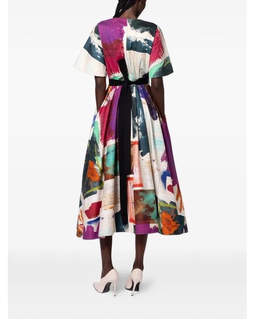 Roksanda White Sana Pictorial-Print Midi Dress