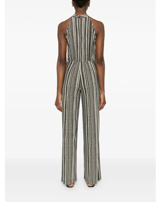 Siyu White Striped-Pattern Drawstring-Waist Jumpsuit