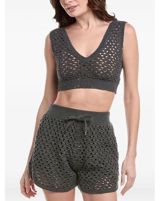 Brunello Cucinelli Black Sequin-Embellished Top