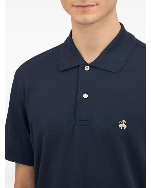 Brooks Brothers Blue Logo-Embroidered Polo Shirt for men