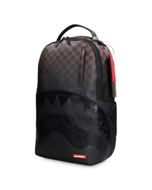 Sprayground Black Check-Ghost Print Backpack for men
