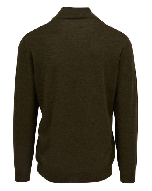 Fedeli Green Half-Zip Wool Sweater for men
