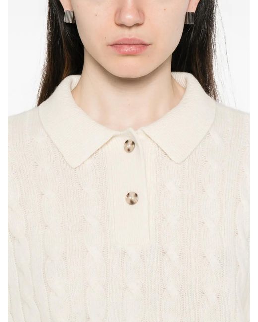Doen White Cambridge Cable-Knit Sweater