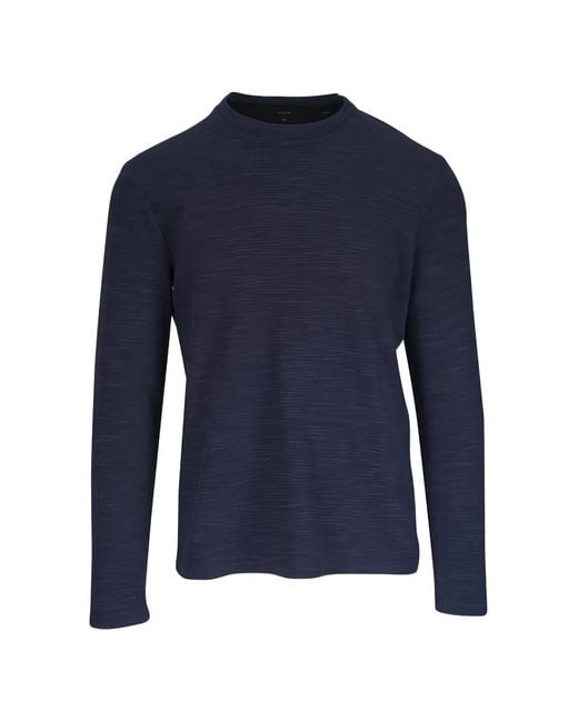 Vince Blue Double-Knit Cotton-Blend Long-Sleeve T-Shirt for men