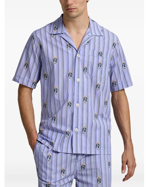 Polo Ralph Lauren Blue Stripe Bear-Print Sleep Top for men