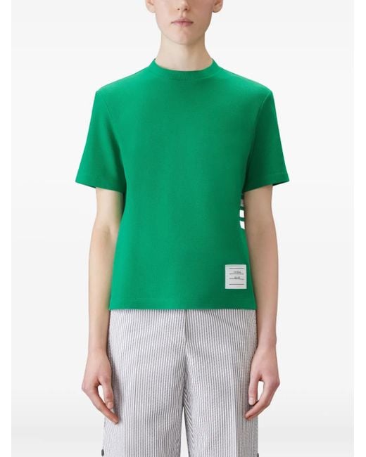 Thom Browne Green 4-Bar Stripe T-Shirt