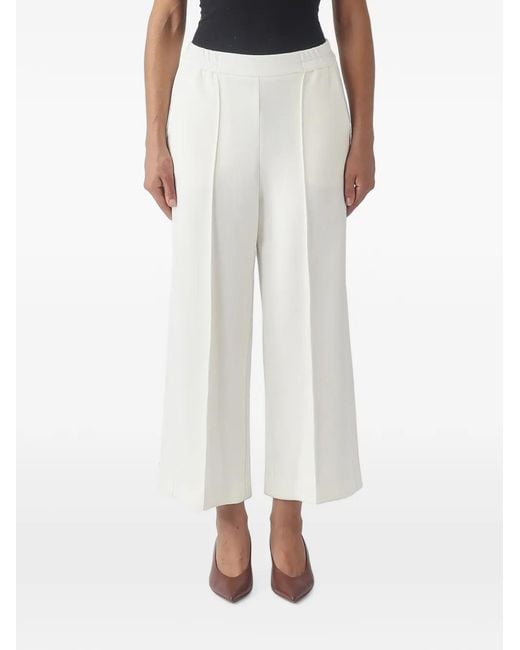 MEIMEIJ White Pressed-Crease Wide-Leg Cropped Trousers