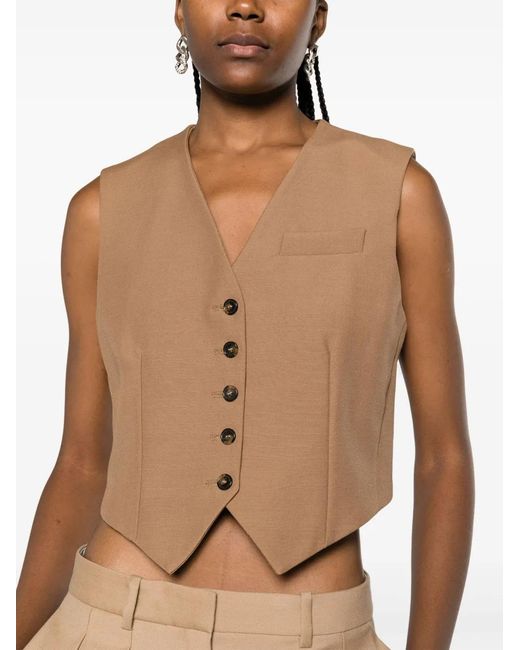 Stella McCartney Natural Sleeveless Virgin Wool Waistcoat