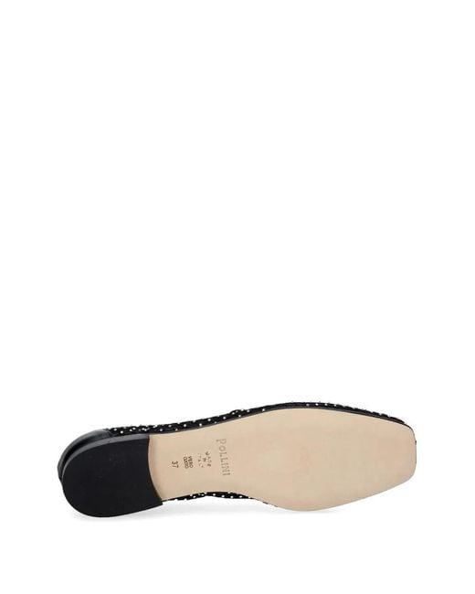 Pollini Black Ballerines En Mesh À Ornements En Cristal