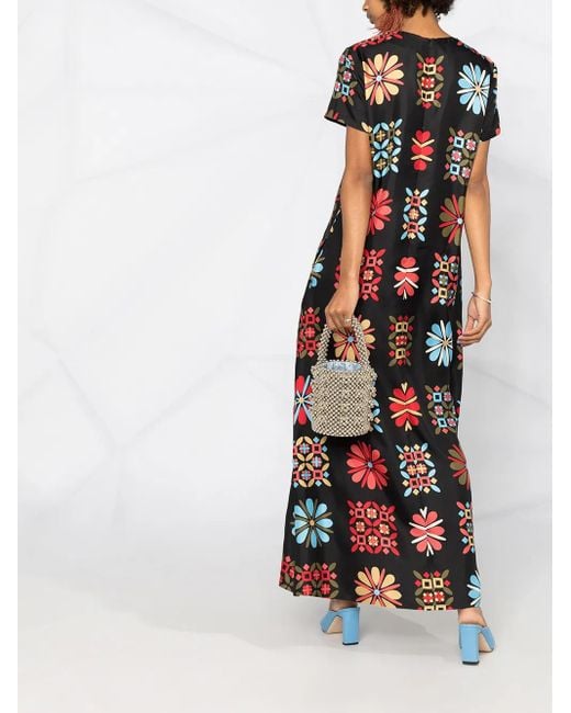 LaDoubleJ Multicolor Printed Silk Maxi Dress